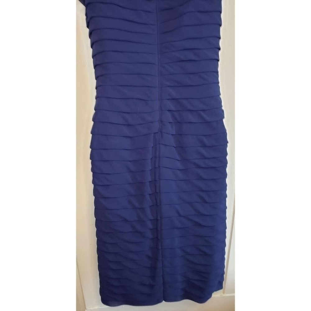 Adrianna Papell Navy Blue Sleeveless Tiered Mini Shift Dress - Picture 8 of 11